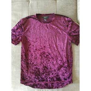 Men's Forever 21 Maroon Crushed Velvet Tee (Medium)